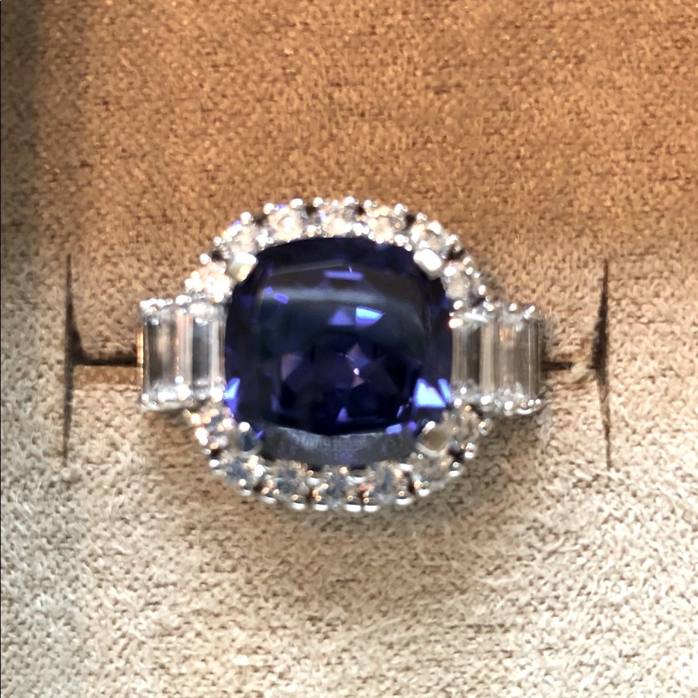 White & Blue CZ Sterling Silver Ring